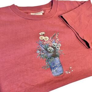 Vintage Single Stitch 100% Cotton Cottage Coastal Granny Wildflowers Large